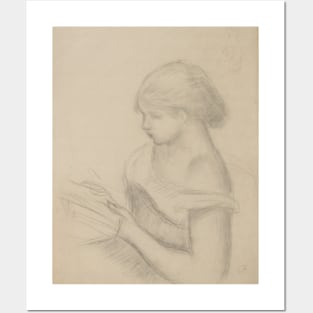 A Girl Reading (with a Sketch of Seated Woman) by Auguste Renoir Posters and Art